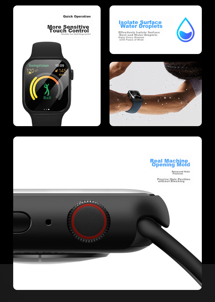MSSM Compatible Apple Watch Protective Case, All-In Screen Protector for Apple IWatch S9/8/7/6/5/SE, Full Protection Shockproof Scratch-Resistant [Starry Sky Color] S9/8·45mm 3