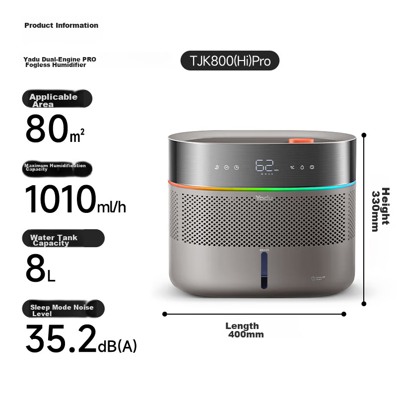 YADU Dual-Engine Mist-Free Humidifier for Bedroom, Home, Office, Mother And Baby Use, 1010ml Air Purification Large Capacity Humidifier SZ750-TJK800(Hi)Pro (HarmonyOS Compatible)