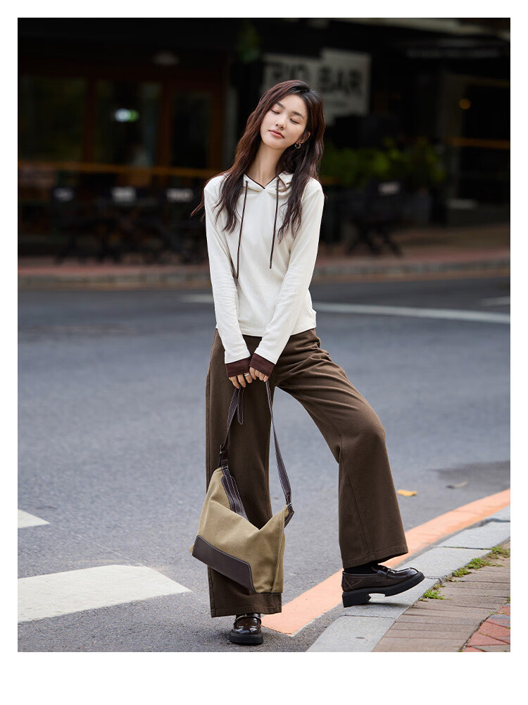 Dme [Retro Coffee Long Pants] Winter Versatile Retro Casual Light Version Jeans for Wome 8