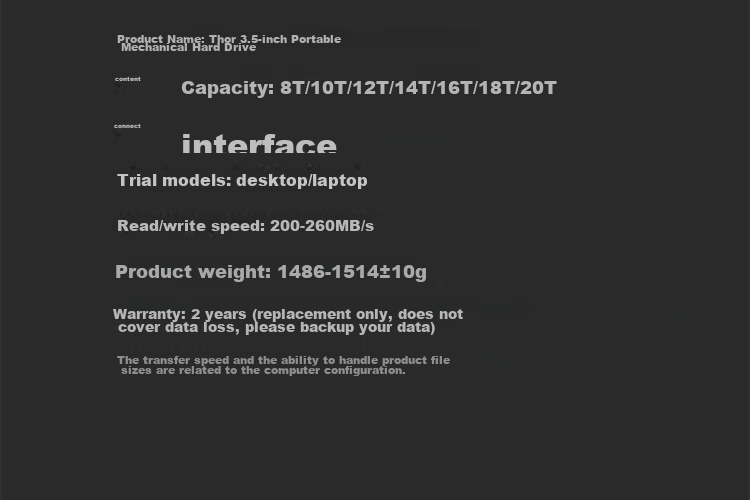 ThundeRobot 8TB Portable Hard Drive Desktop Storage, 3.5-Inch, Large Capacity, High-Speed Type-C 3.1, Compatible with Mac External Hard Drive 11