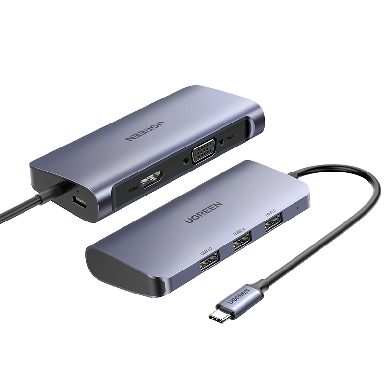 UGREEN Type-C Expansion Dock, HDMI Projection Expansion Dock, VGA HD Converter, USB Adapter, PD Charger, Universal Mac Laptop Adapter, Expansion Hub