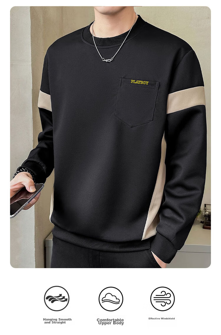 PLAYBOY Sweatshirt for Men, Round Neck, Autumn Korean Style Trendy Loose Casual Clothing for Me 2