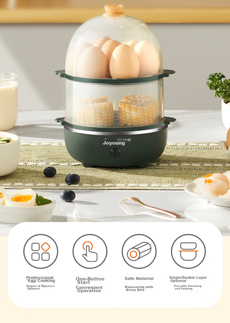 Joyoung Egg Cooker, Multifunctional Smart Steamer, One-Touch Start, Holds 7 Eggs, ZD7-GE130 2