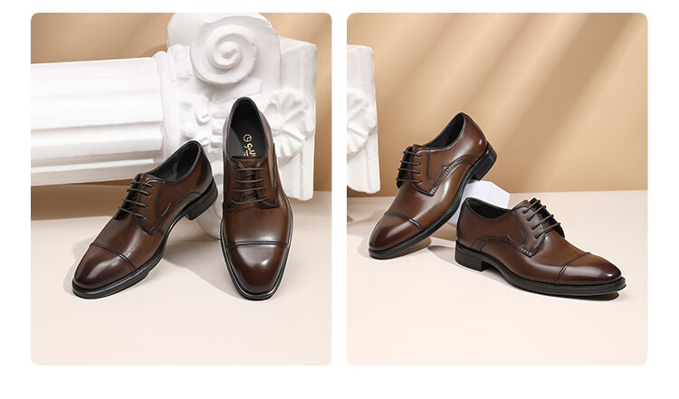 Goldlion Men's Formal Shoes, Stylish And Comfortable Leather Shoes with Durable Soles, G580510157AAB, Black, Size 39 10