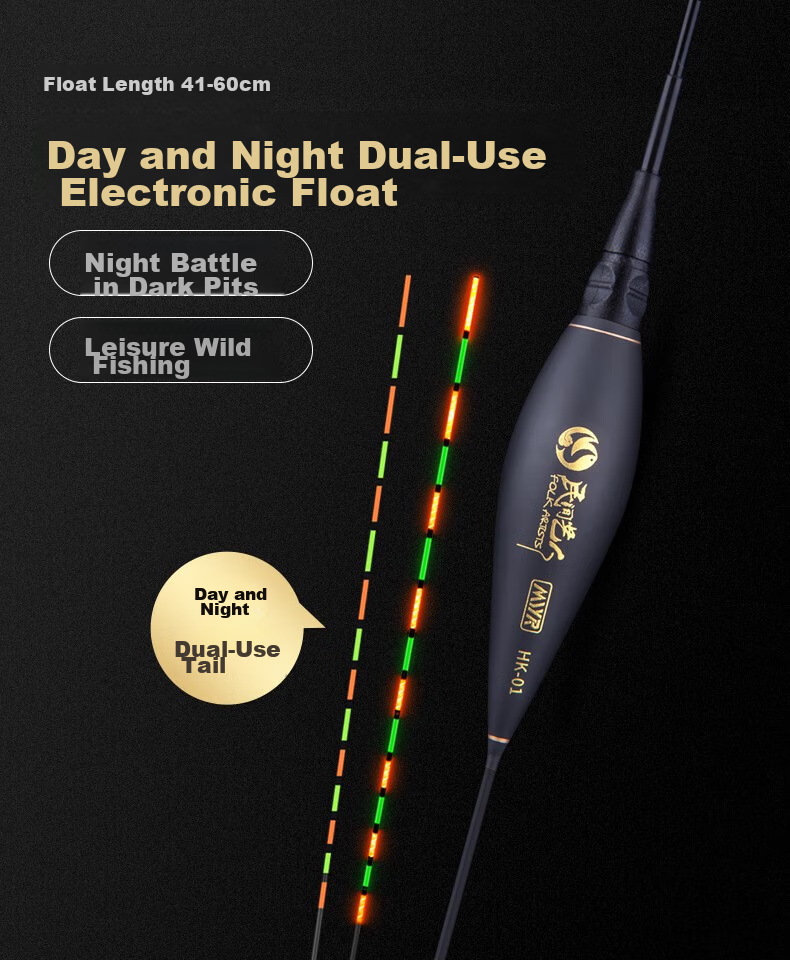 Minjianyiren Frosted Luminous Float, Black Pit Extended Thickened Eye-Catching Day And Night Dual-Use Electronic Float, Carp Fishing Float for Big Fish 1