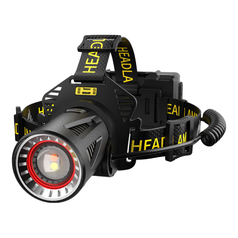 SkyFire Headlamp with Yellow And White Dual Light, Long Battery Life, Laser Cannon Sensing Light, Outdoor Fishing, Head-Mounted, Lithium Battery, High Brightness