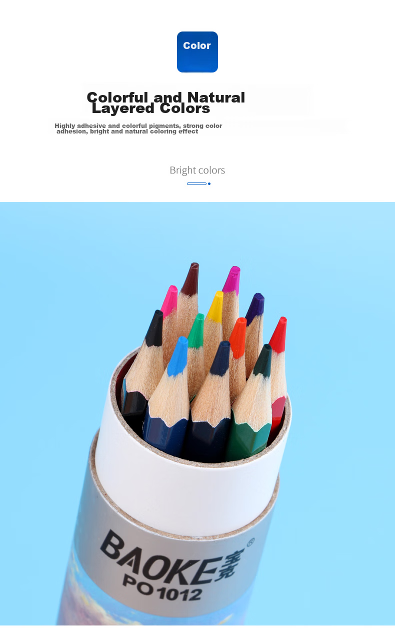 BAOKE PO1024 Oil-Based Colored Pencils, Hexagonal Wooden Pencils, Clear Colors for Drawing, 24 Colors in Paper Tube 9