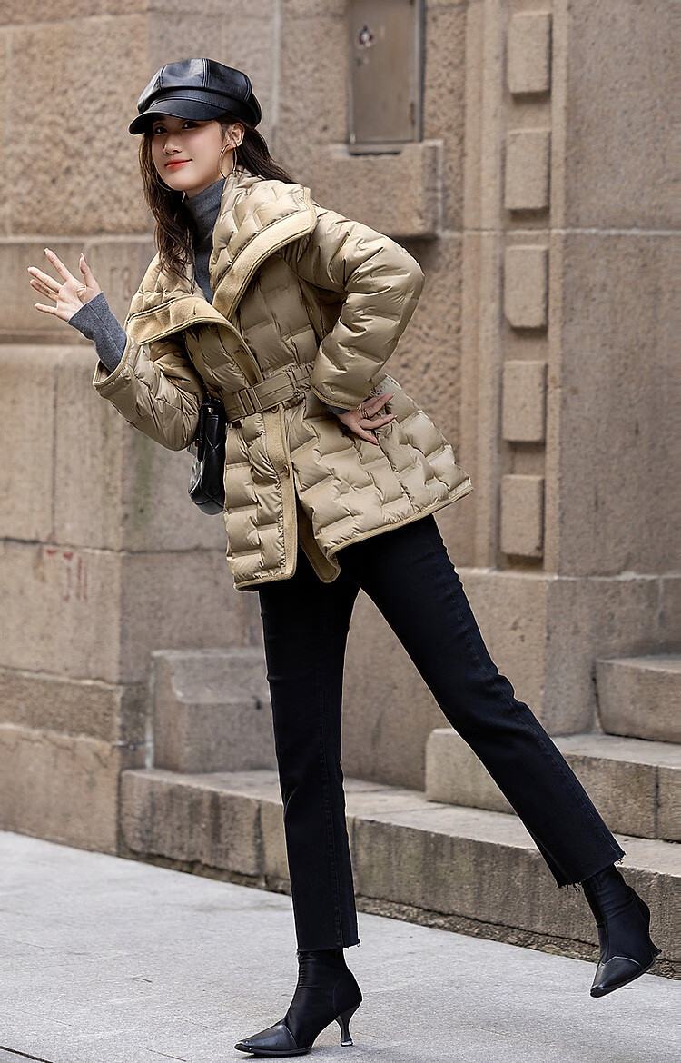 Dme [Black Pearl Edition Slim Waist] Winter Lightweight High Warmth 90% Duck Down Elastic Waistband Short Women's down Jacket 15