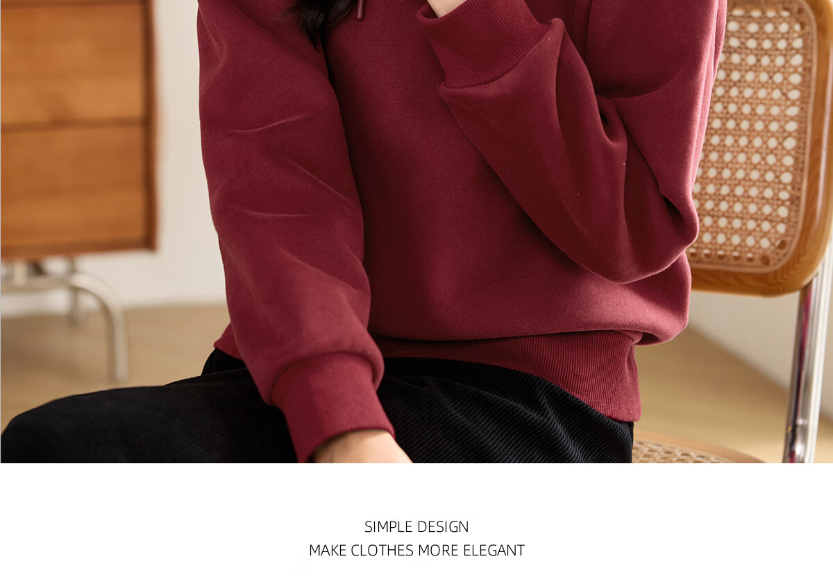 PinCai Fleece-Lined Sweatshirt for Women, Loose Drawstring Hoodie, Autumn And Winter Fleece-Lined Thickened Solid Color Jacket P144W2001 12