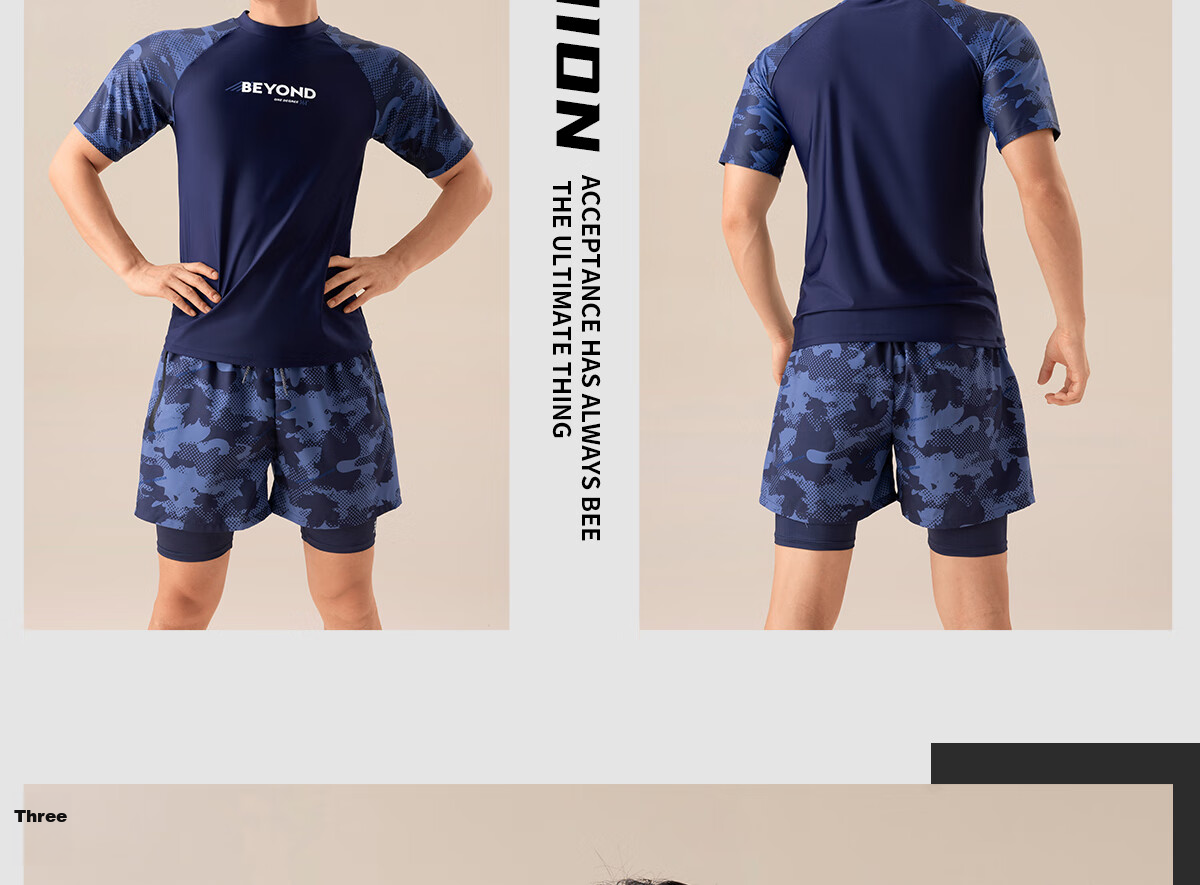 361° Men's Swimwear Set, 2-Piece Swimsuit, Full-Body Professional Sports Square-Leg Double-Layered Shorts, Swimming Equipment 22
