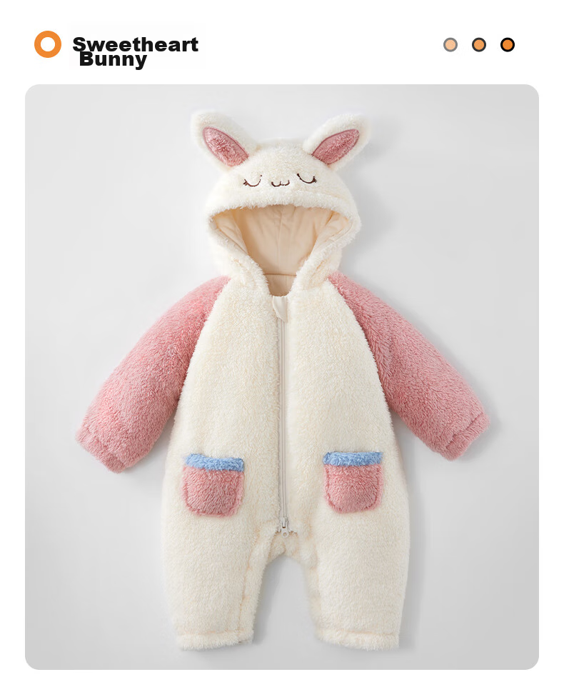 Beitaisi Baby Clothes Autumn Winter Padded Onesie, Thickened Warm Cute Fluffy Baby Outdoor Cotton Jacket Romper 31