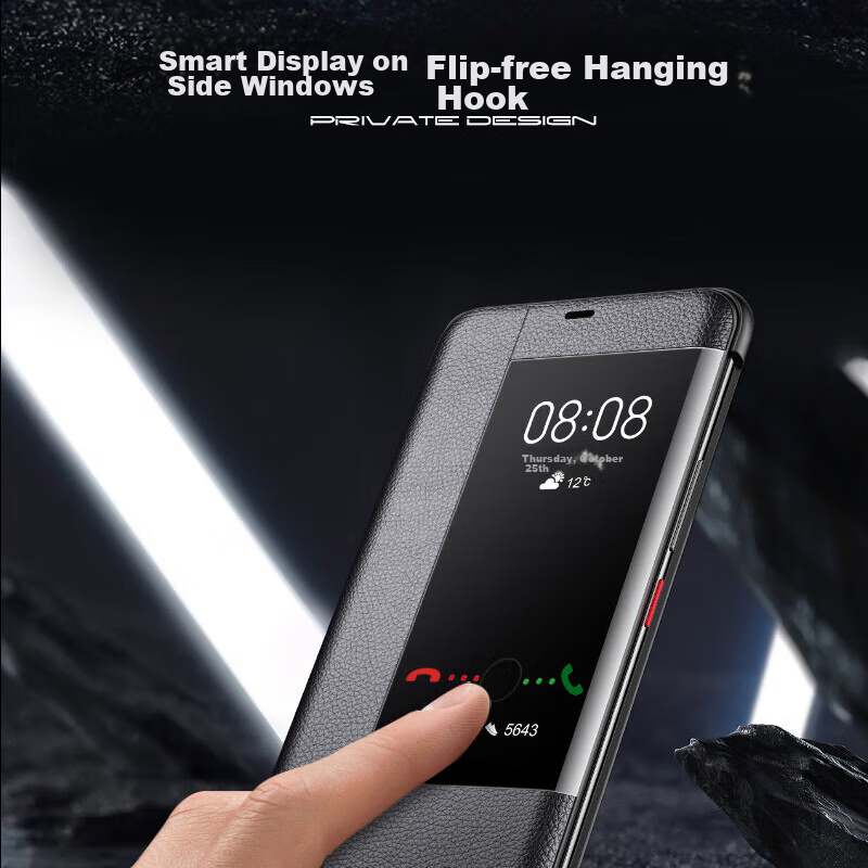 Чехол для Huawei Mate20 Pro ZhengJian, черный, с окном для смарт-уведомлений, противоударный, бизнес-стиль