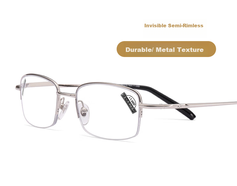 Funsonca Anti-Blue Light Comfortable Ultra-Light Fashionable Reading Glasses for Men And Women, Metal Durable Business 6100, -1.00 Diopter 4