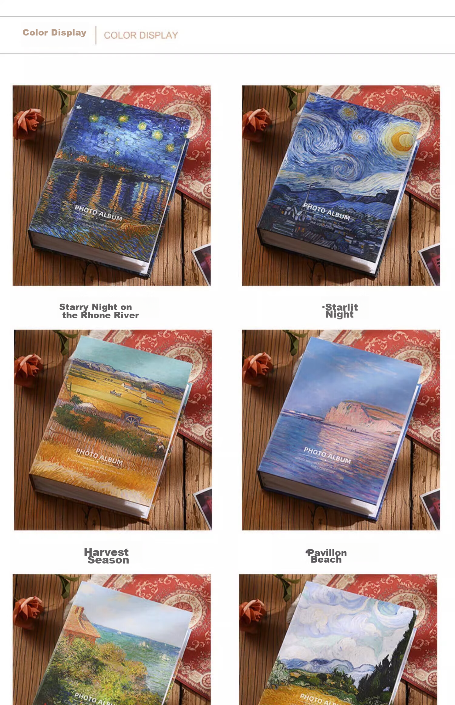 Ouliwen Insertable Oil Painting Storage Album, Large Capacity Family Photo Album, Couple's Graduation Memory Book, Photo Book (6-Inch Laminated, 200 Pages) - Starry Night over The Rhone River 1