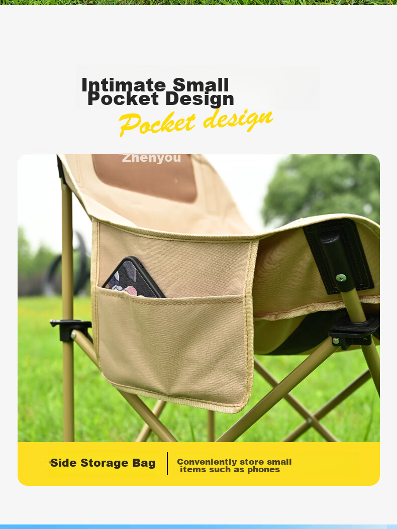 Grsaed Outdoor Folding Chair, Fishing Chair, Portable Fishing Chair, Outdoor Sketching Folding Stool, Camping Leisure Moon Chair, Elegant Black 9