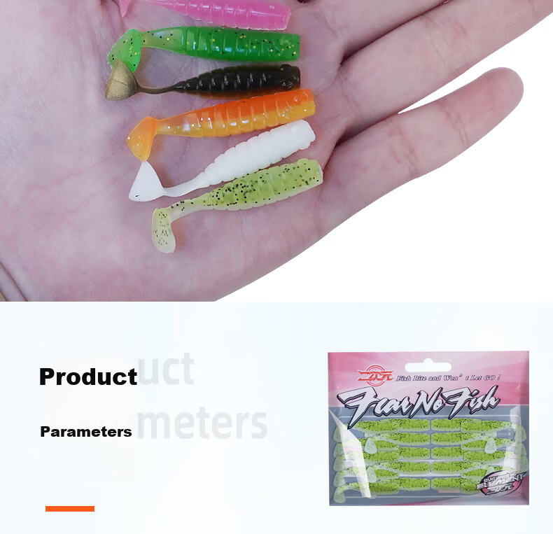 Erciyuan Lure Fishing Bait, Wave-Shaped Artificial Bait, Root Fishing Soft Bait, T-Tail Casting Texas Fishing Set Lure, Gree 13