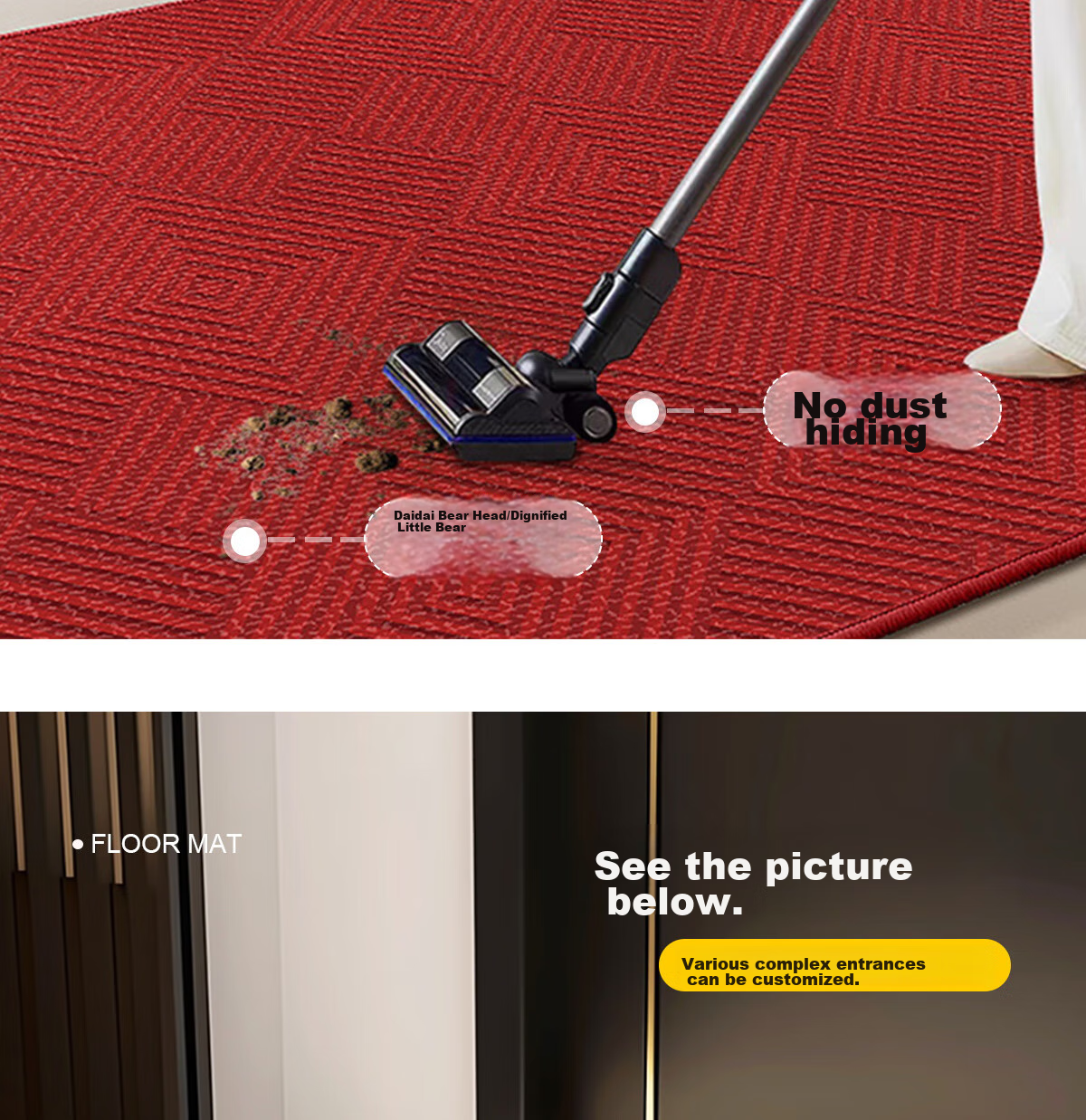 Huaxu Entrance Door Mat, Indoor Doorway Mat, Foyer Entrance Hallway Outdoor Non-Slip Mat - Elegant 80*120CM 12