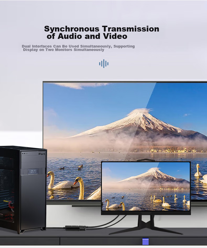Beishanque DVI to HDMI+VGA Converter with Audio, DVI 24+1 Splitter Screen Expander for Dual Monitor Extension, One Input Two Outputs for Main Computer to TV Projection, BSQ-32 7