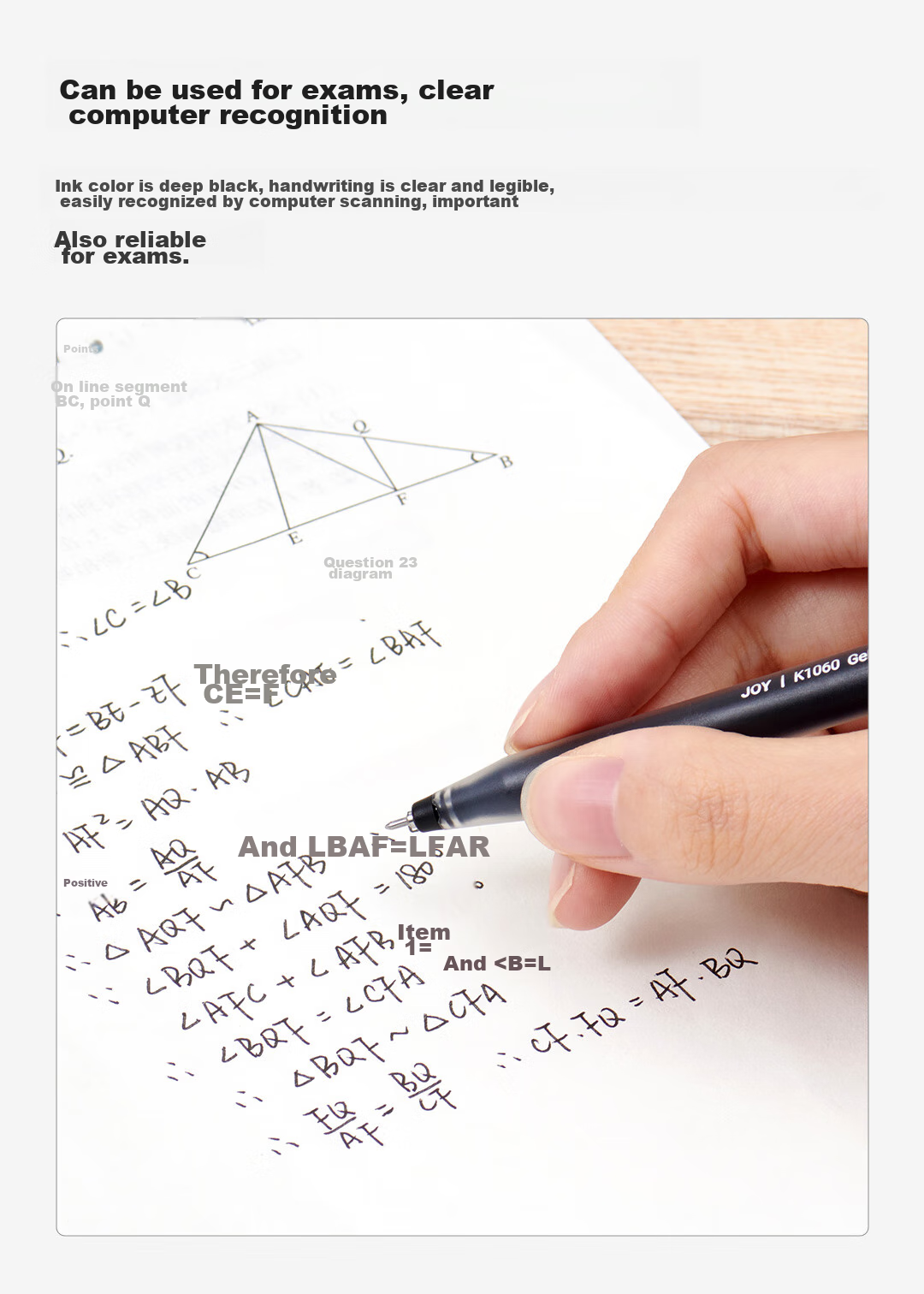 KACO JOY 0.5mm Black Gel Pen 3-Pack Quick-Dry Waterproof Fade-Resistant for Homework Exam Note-Taking 7