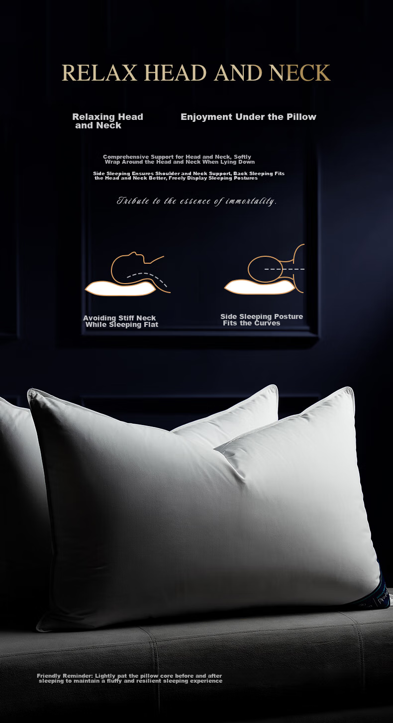 Canasin Hilton Hotel down Pillow, 95% Hungarian White Goose Down Pillow Core, Single Pack, 74*48cm High Pillow 6