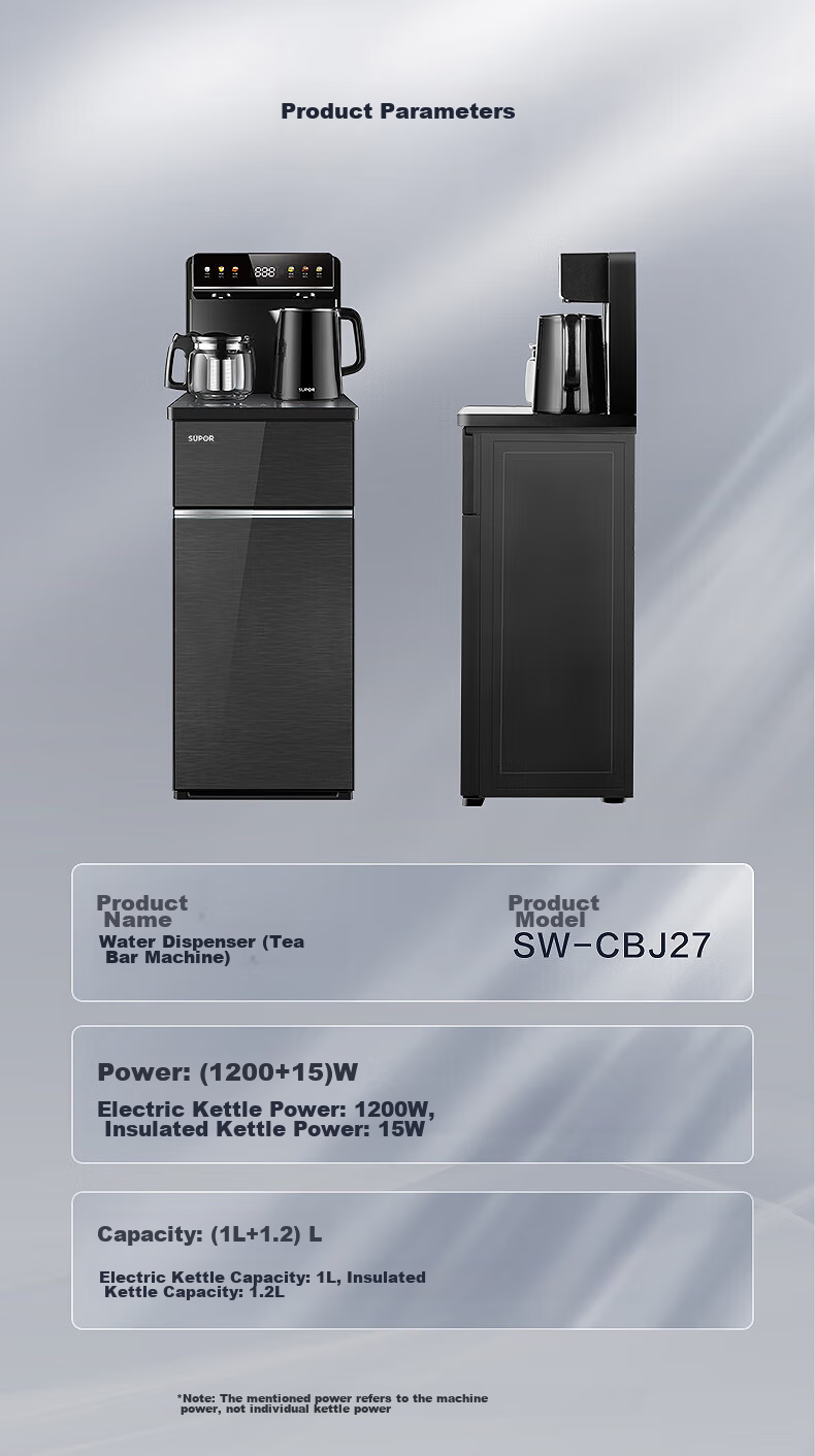 SUPOR Tea Bar Machine for Home Use, High-End Living Room Tea Bar Cabinet Water Dispenser All-In Machine, Bottom-Placed Water Tank, Fully Automatic Standing Kettle, Office Electric Hot Water Kettle, Smart SW-CBJ27 19