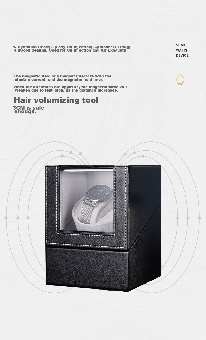 DUOJINJIANG Dual-Position Anti-Magnetic Silent Watch Winder, Leather Strap Interior Imported Core Watch, Moisture-Proof Storage Box, AI Intelligent Watch Care Device 6