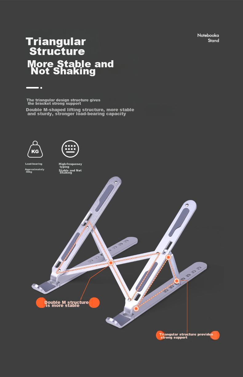 ECOLA Aluminum Alloy Folding Portable Notebook Stand BT21SV, Silver 4