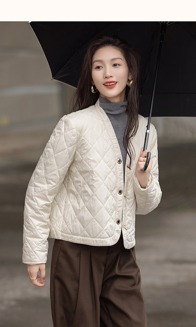 Dme [Laoqian Yinxiang] Winter Luxury Matte Light Luxury 400T Spring Yarn Diamond-Quilted Women's Cotton Jacket 27