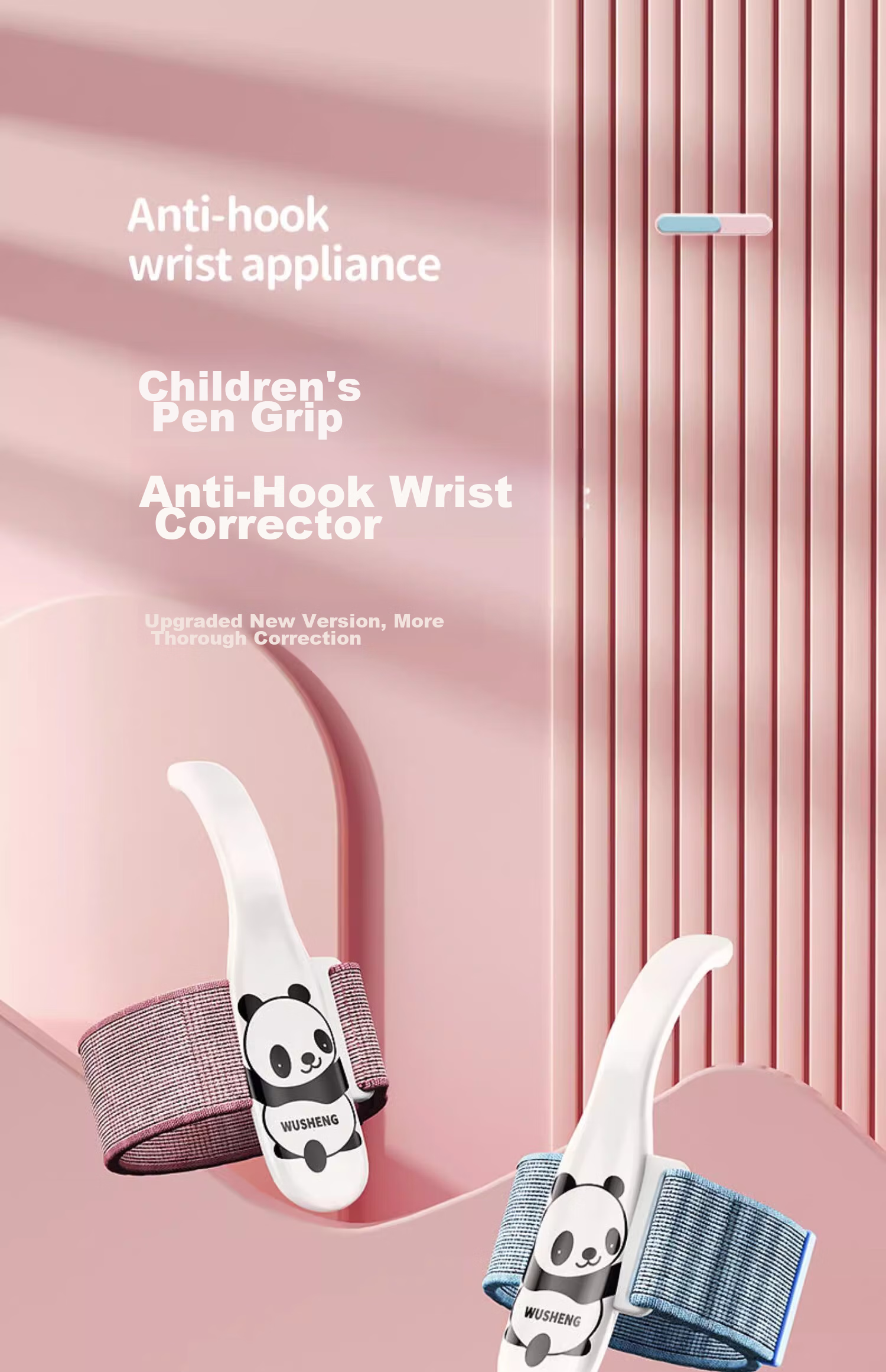 Wusheng Anti-Inward Hooking Wrist Corrector, Pen Grip Posture Hand Wrist Children's Writing Anti-Inward Hooking Fixator, Kindergarten Elementary School Beginner Pen-Handling Writing Correction Device, Anti-Hook Wrist Strap Miracle Tool Pen Control Training 1