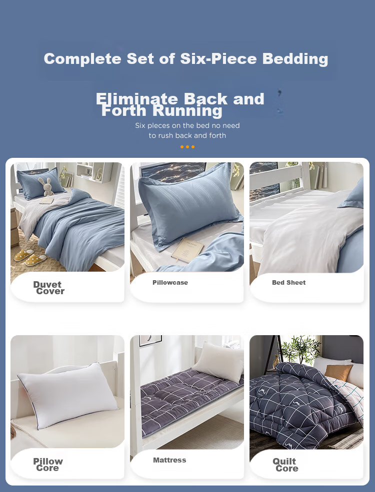 YALU & FREEDOM Bedding Six-Piece Set, Complete Quilt Set for Student Dormitory, Three-Piece Set with Pillow And Duvet, Sky Blue 3
