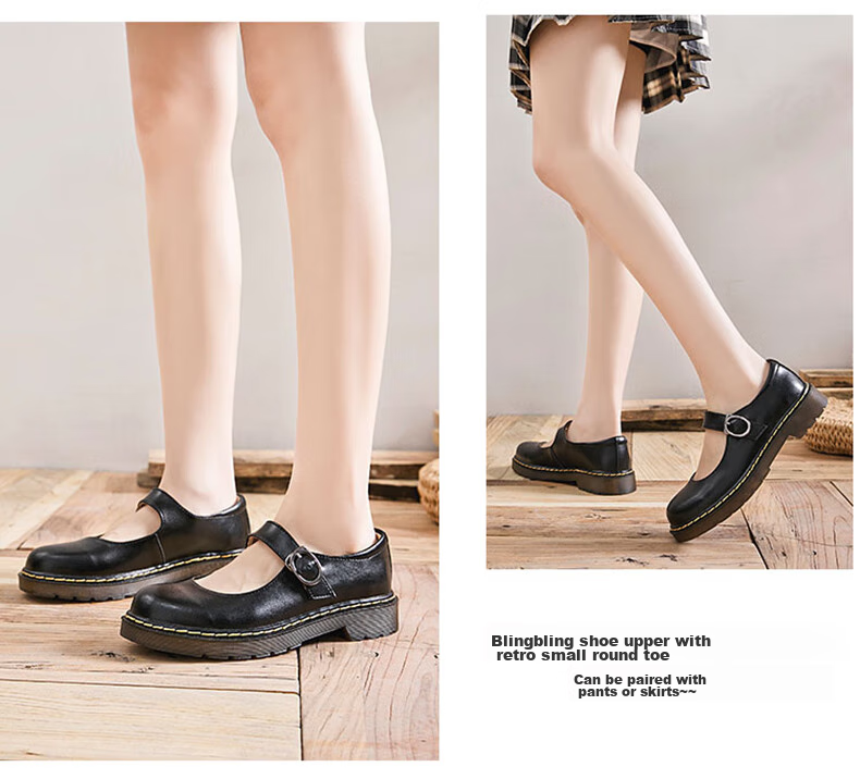 CARTELO Women's Leather Shoes, Mary Jane Shoes, Student Performance Shoes, KDLYJ-WF162, Black Patent Leather, Size 37 11