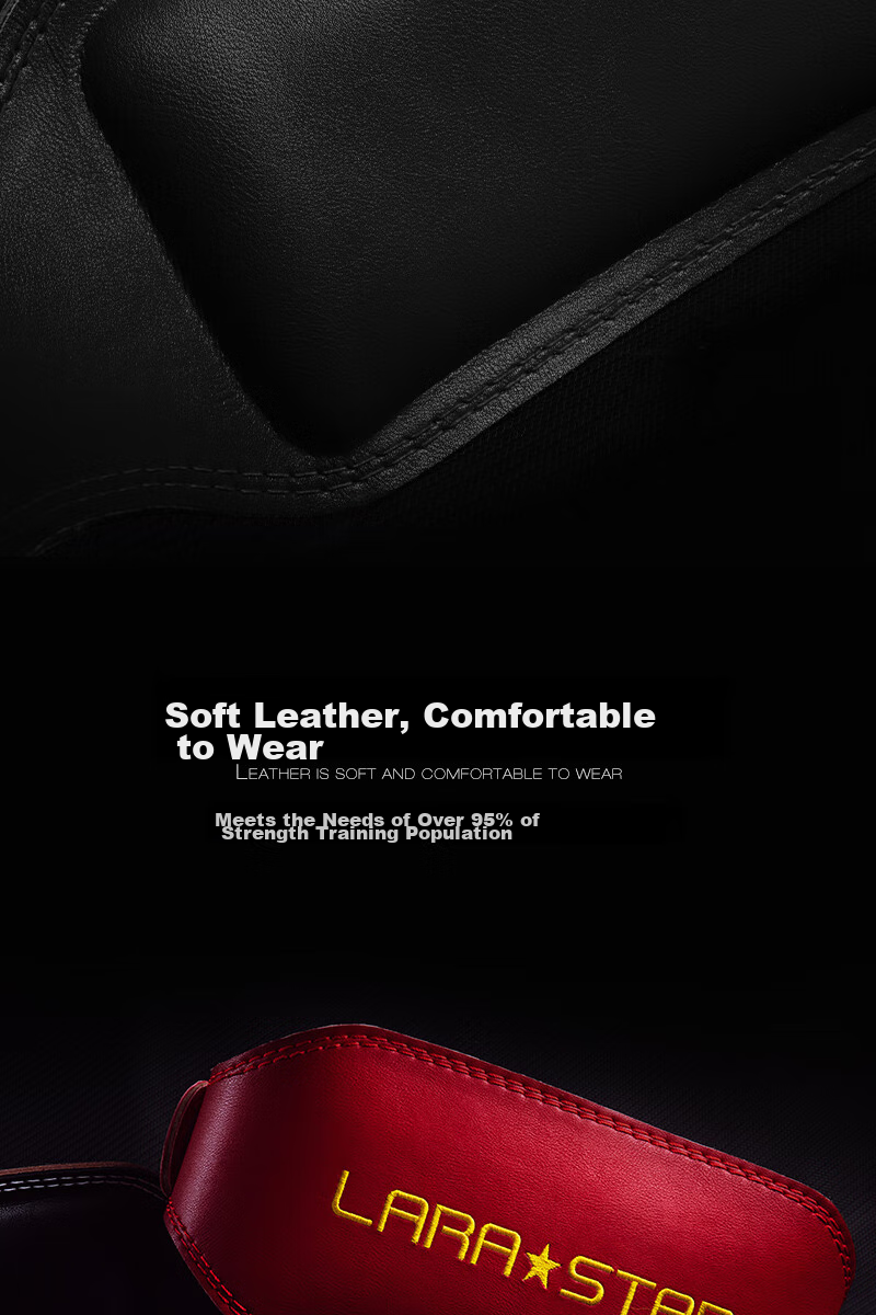 LARASTAR Squat Belt, Cowhide Fitness Waistband for Men, Professional Equipment Training Support, Deadlift Back Support Belt, Black Wide Version M 6