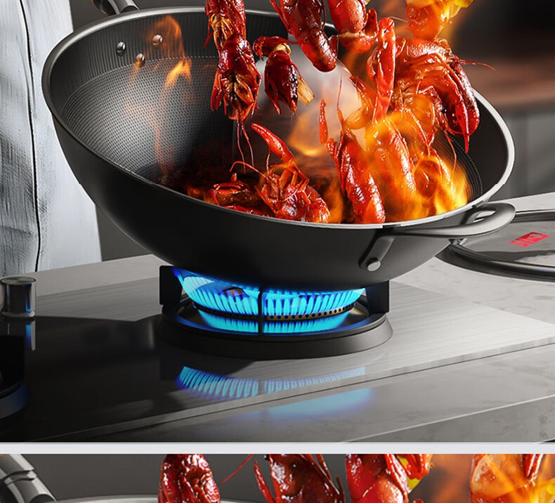 Kobach Wok Iron Pan Non-Stick Frying Pan, Uncoated Bionic Non-Stick Iron Pan, Suitable for Stove, 34cm 21