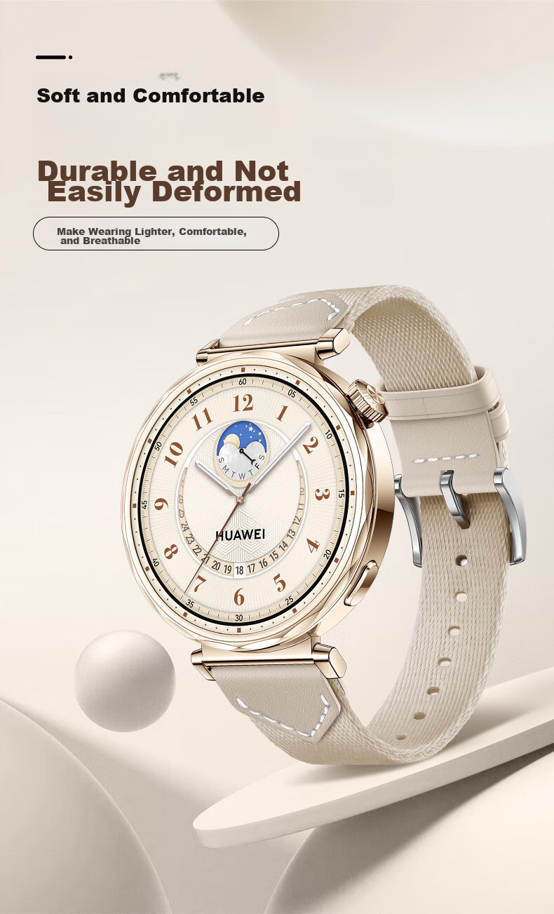 Weiqiantu Compatible with Huawei Watch GT6/GT5/5pro/GT4/WATCH5, Braided Composite Watch Strap for Women, 41/42mm Dial [Saddle Pink], 18MM Interface 6