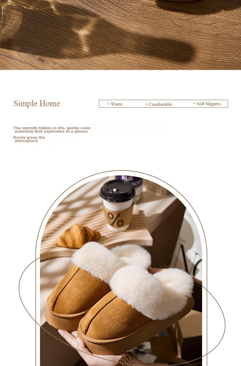 GUOLUOFEI Leather And Fur Integrated Thick Cotton Slippers for Men And Women, Home And Outdoor Wear, Furry Fleece-Lined Warm Couple Style, Gray, Size 42-43 2