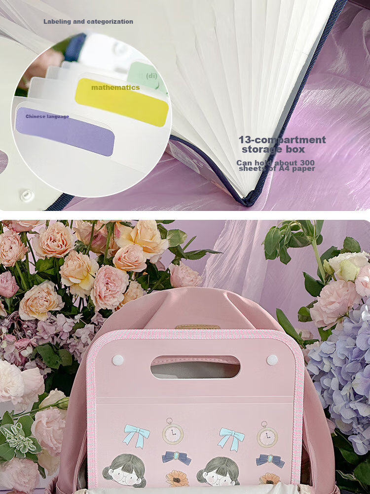 Sannianerban Mashiou MQ Dabao Shuangsheng Menghui 13 Wind Chime Bag File Folder Student Subject Classification Exam Paper Storage Organizer Handheld Tote Tutoring Bag Wishing 9