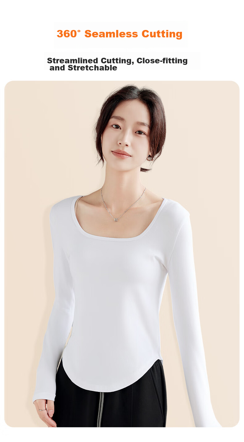 FitonTon Thick Crew Neck Base Layer, Winter Tight-Fitting Waist-Cinching Long-Sleeve T-Shirt, Slim-Fit Big Collar Top 10