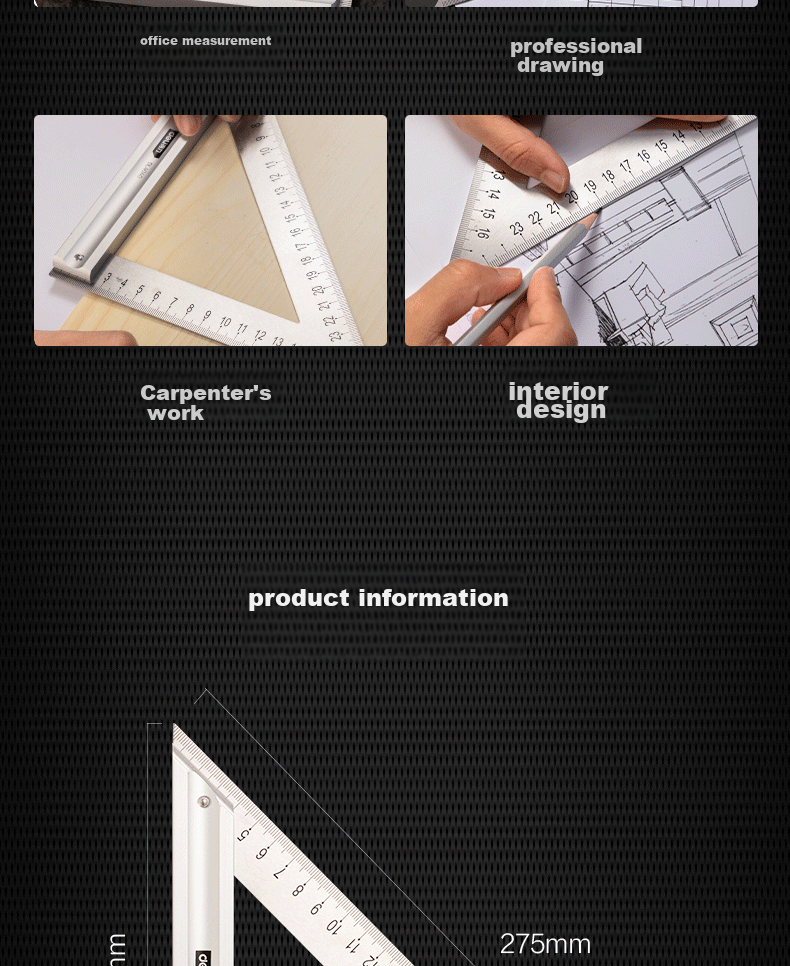 Deli Stainless Steel Right Angle Ruler, Triangular Ruler, Measuring Ruler for Steel Plates, Thickened 45-Degree Steel Plate Ruler, 200mm 11