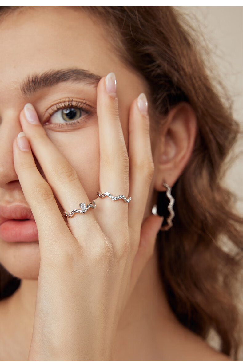 Arsis Qingjing Wave Light Ring Set for Women, Original Design, Open Ring Finger Ring, Versatile Birthday Gift for Girlfriend 4