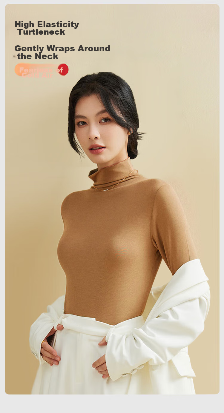 MiiOW High-Neck Base Layer for Women, 2025 New Style Inner Wear, Autumn And Winter, Plus Size, High-End Knitted Long-Sleeve Top 11