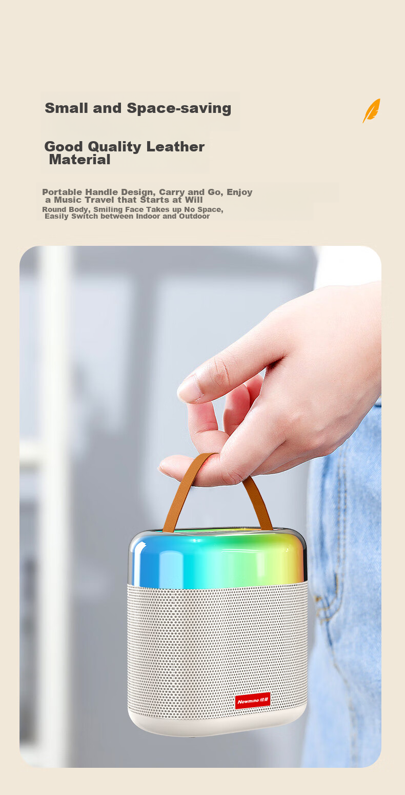 Newmine PBS005 Camping Atmosphere Light Speaker, Wireless Bluetooth Speaker, Outdoor Portable Subwoofer, Illuminated with Three Colors, Long Battery Life, Black 13