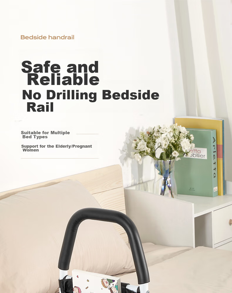 Meiruide No-Drill Bedside Handrail, Elderly Bed Assist Rail, Pregnant Women Getting Up Support Frame 8531-W 2