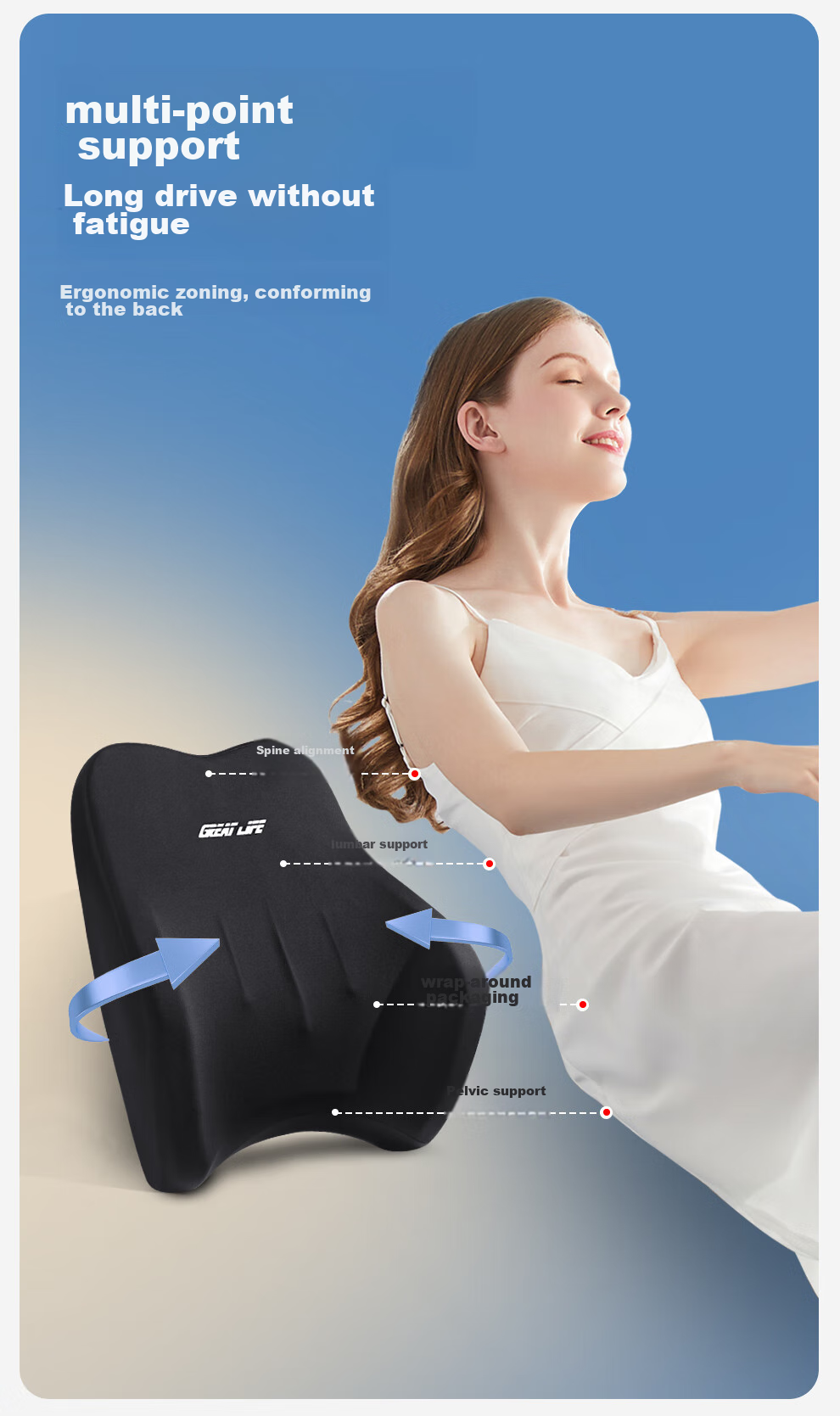 GREAT LIFE Car Headrest And Lumbar Support Set with Memory Foam Neck Pillow And Waist Cushion, In-Car Neck Protection And Lumbar Support Pad 5