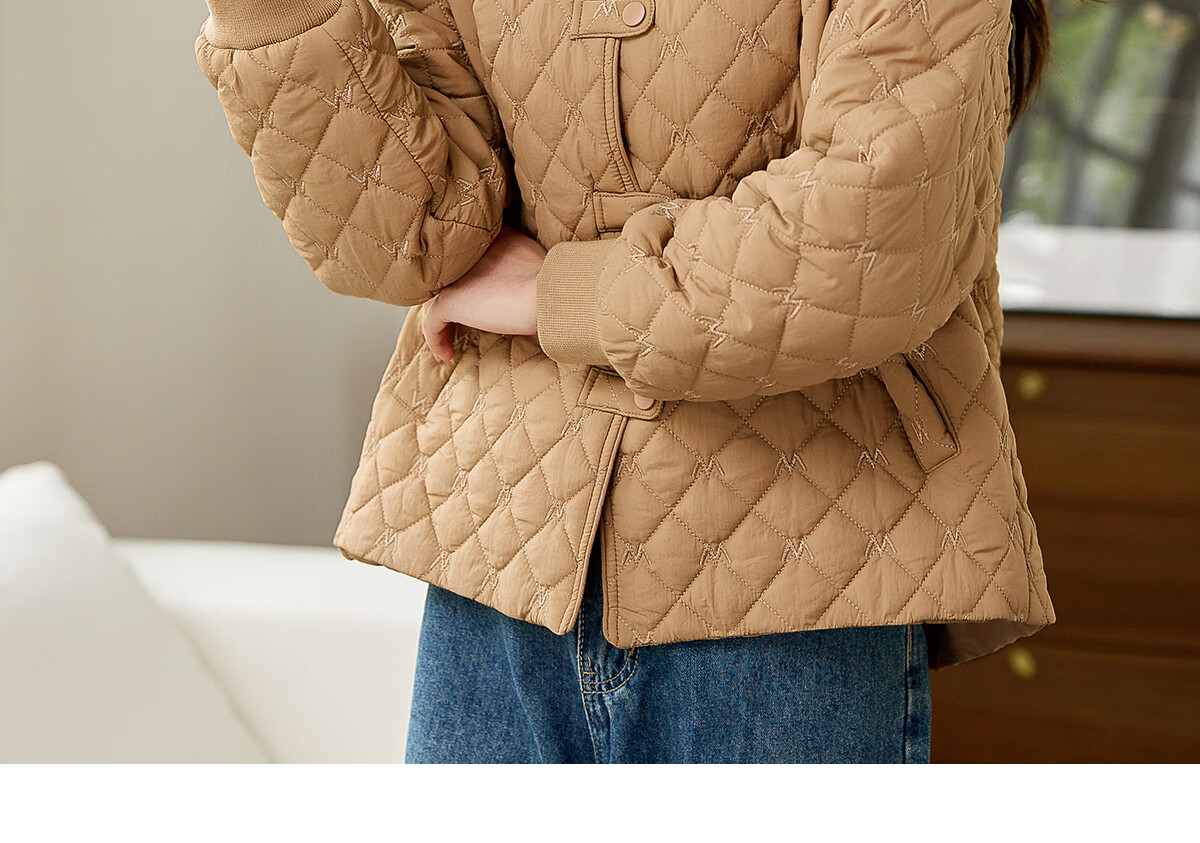 PinCai Women's Cotton Jacket Fashion Woven Design Lapel Thickened Lightweight Winter Coat P144M1003 24