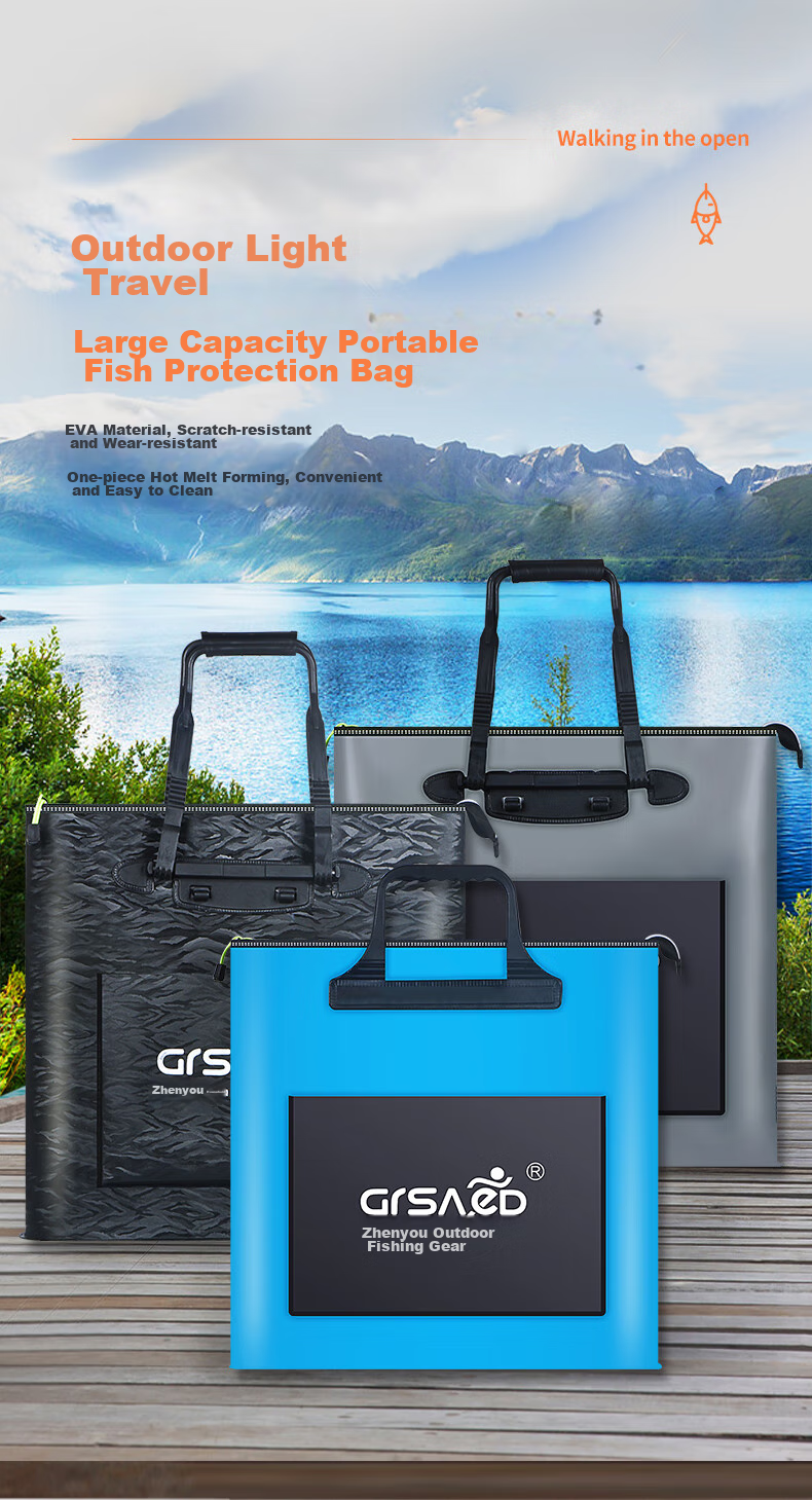 Grsaed Fishing Tackle Bag Handbag 48cm Multifunctional Waterproof Lightweight Fishing Tackle Bag Thickened Wear-Resistant Storage Live Fish Bucket Fishing Accessories Short Handle with Side Bag Gray 1