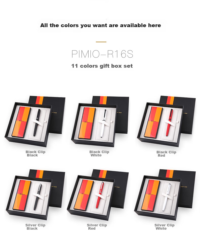 Pimio PS-R16S Student Ballpoint Pen Gift Box Set, Birthday Gift, Daily Writing, Office Signing Pen, White with Silver Clip 6