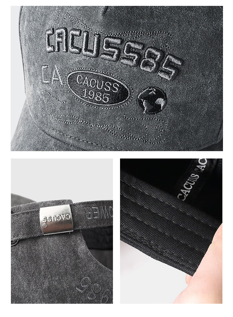 CACUSS Baseball Cap for Men, All-Season, Large Head Circumference, Face-Slimming, Sports Casual Fashion Sun Protection Hat, Black Medium Size 7