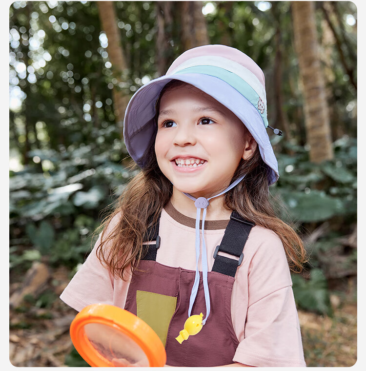 Lemonkid Children's Sun Protection Hat for Boys And Girls, Summer Sun Hat, Fisherman Hat, Shawl Bucket Hat, Grape Milkshake Color, Size 50 28