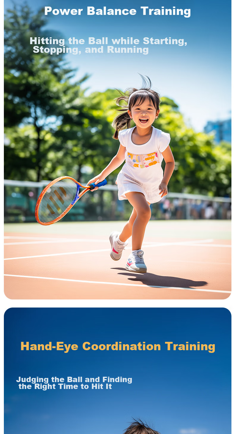 FEIERDUN FED Tennis Rebound Trainer Racket for Beginners with Strings, Suitable for Adults And Children, Parent-Child Package 3