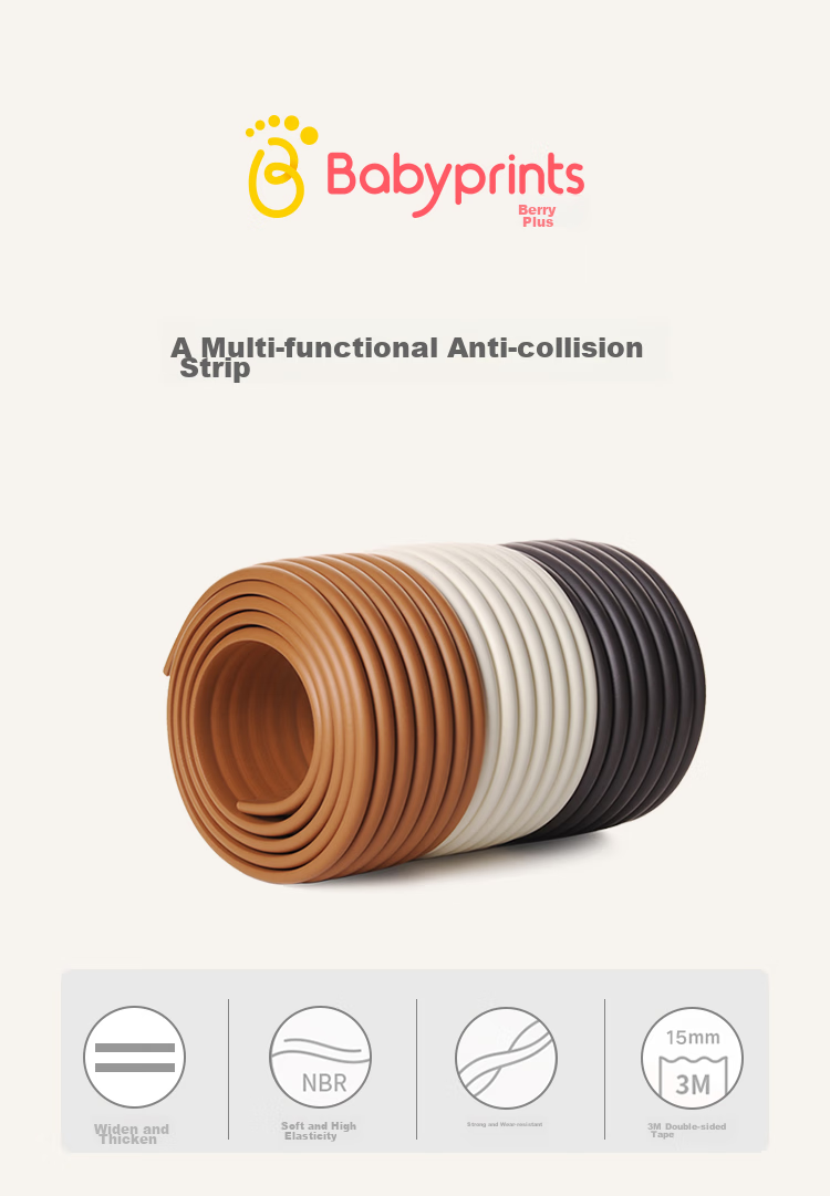 Babyprints Baby Safety Edge Guards, Children's Anti-Collision Strips, Infant Widened And Thickened Multifunctional Bumper Pads, 6 Meters Long, White 3